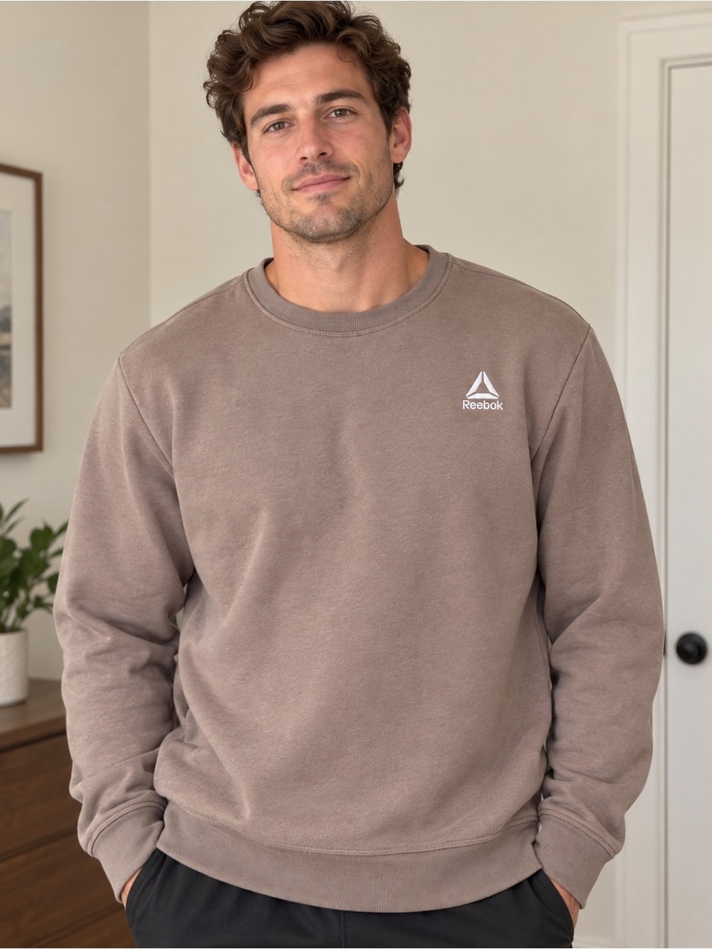 Reebok Men’s Crewneck Sweatshirt - Taupe Brown